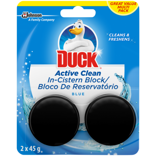 Duck 3-In-1 Active Clean In-Cistern Toilet Block 2 x 45g