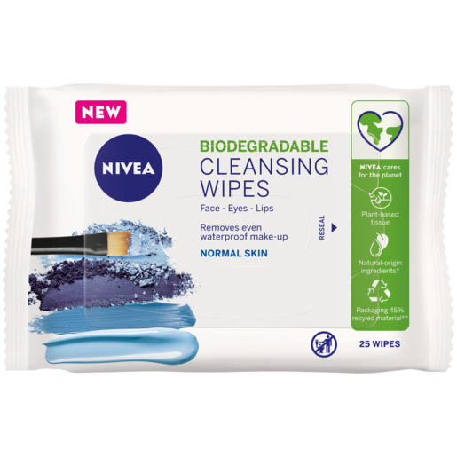 NIVEA Biodegradable Normal Skin Cleansing Face Wipes 25 Pack