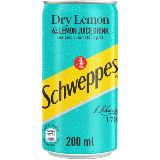 Schweppes Dry Lemon Soft Drink Can 200ml