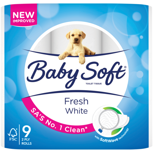 Baby Soft Fresh White 2 Ply Toilet Rolls 9 Pack