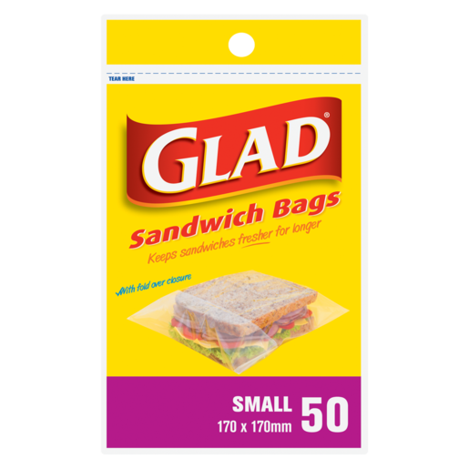 Glad Small Sandwich Bags 50 Pack, Kitchen Disposables, Kitchen, Household