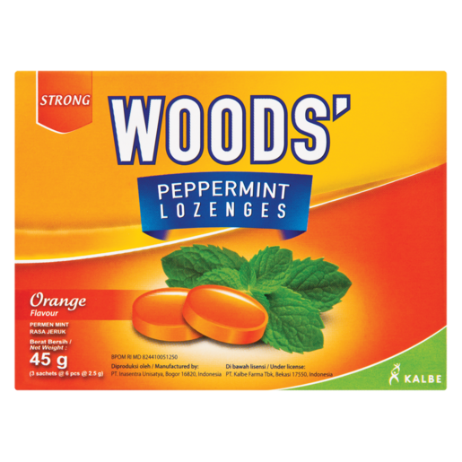 Woods' Strong Orange Peppermint Flavoured Lozenges 18 Pack