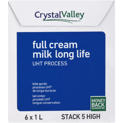 Crystal Valley UHT Full Cream Long Life Milk 6 x 1L