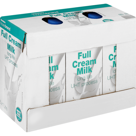Checkers Housebrand UHT Full Cream Milk 6 x 1L