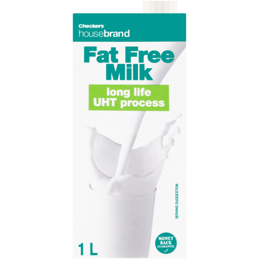 Checkers Housebrand Long Life UHT Fat Free Milk 1L