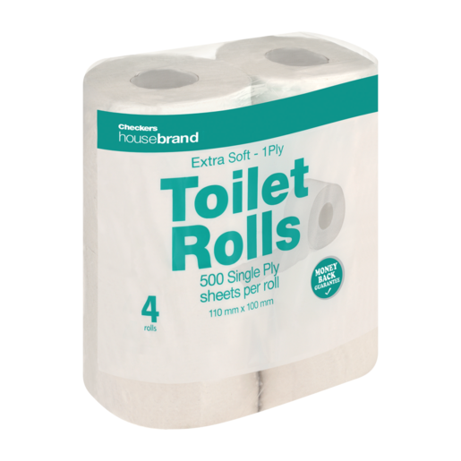 Checkers Housebrand 1 Ply Toilet Paper 4 Pack
