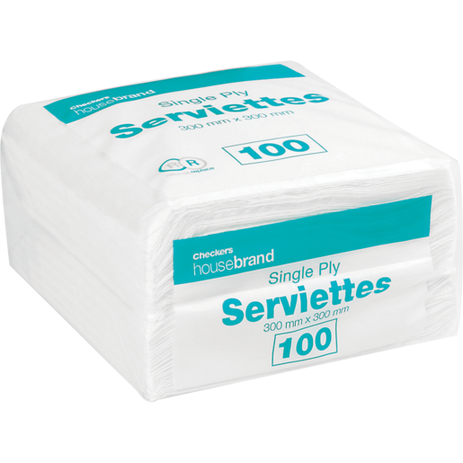 Checkers Housebrand Single Ply Serviettes 100 Pack