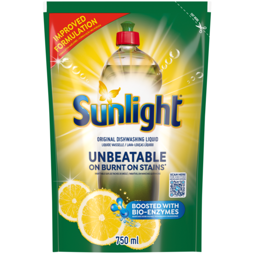 Sunlight Lemon 100 Original Dishwashing Liquid Refill 750ml