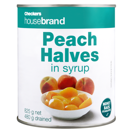 Checkers Housebrand Peach Halves In Syrup 825g