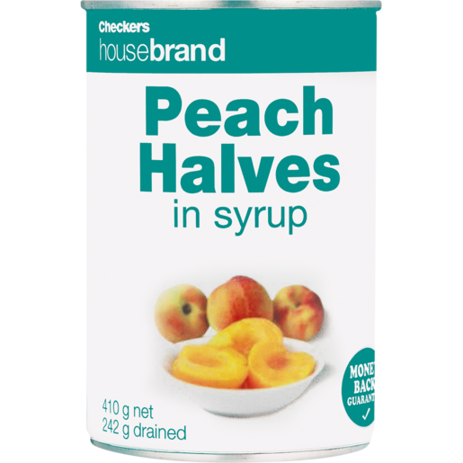 Checkers Housebrand Peach Halves In Syrup 410g