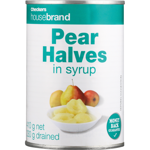 Checkers Housebrand Pear Halves In Syrup 410g