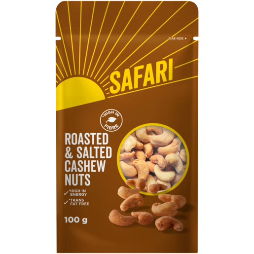 Safari Roasted & Salted Cashew Nuts 100g 