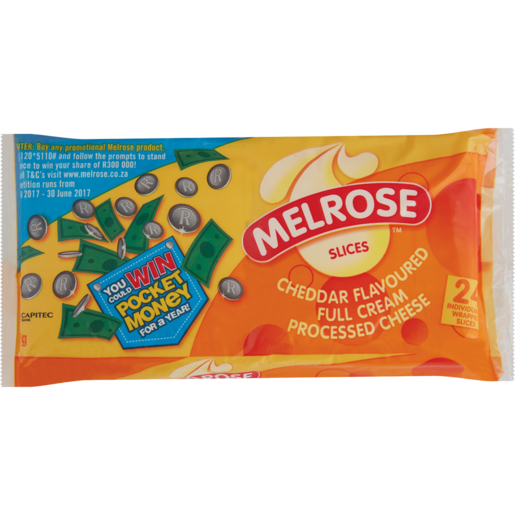 Melrose Cheddar Flavoured Full Cream Processed Cheese Slices 400g