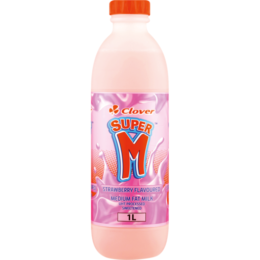 Clover Super M Strawberry UHT Flavoured Milk Bottle 1L