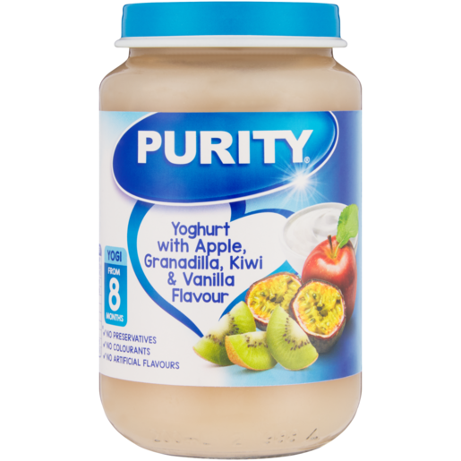 PURITY Yoghurt With Apple, Granadilla, Kiwi & Vanilla Flavoured Baby Food 200ml
