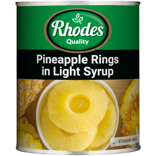 Rhodes Quality Pineapple Rings In Light Syrup Can 825g