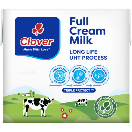Clover Full Cream Long Life UHT Process Milk 10 x 500ml