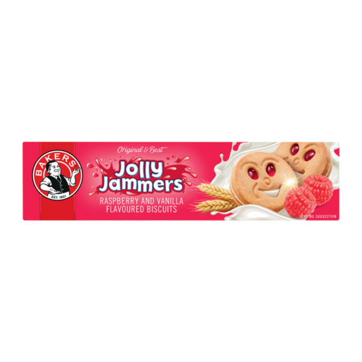 Bakers Jolly Jammers Raspberry & Vanilla Flavoured Biscuits 200g