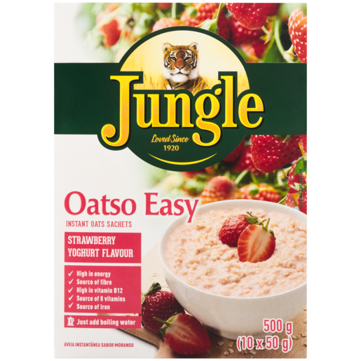 Jungle Oatso Easy Strawberry & Yoghurt Flavoured Instant Oats Sachets 500g
