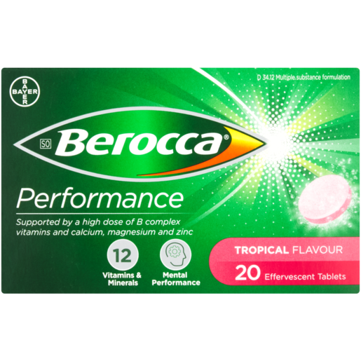 Berocca Performance Tropical Flavoured Effervescent Tablets 20 Pack