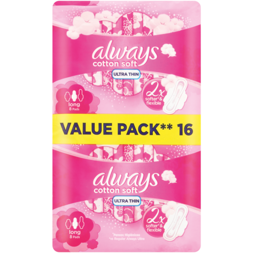 Always Ultra Cotton Soft Long Sanitary Pads 16 Pack