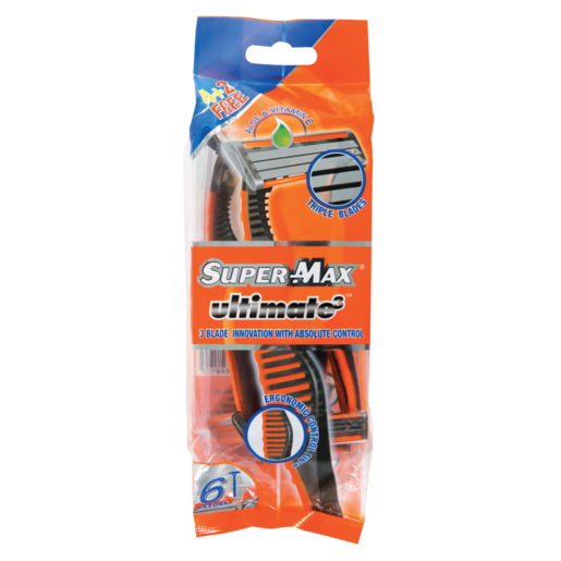 Super-Max Ultimate 3 Mens Disposable Razor 6 Pack