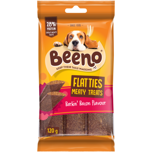 BEENO Flatties Smoked Bacon Flavoured Dog Treats 120g