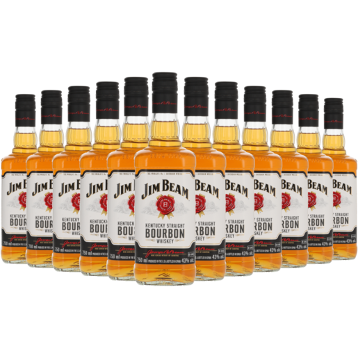 Jim Beam Kentucky Straight Bourbon Whiskey Bottles 12 x 750ml