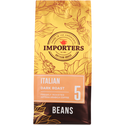 Importers Italian 5 Strength Dark Roast Arabica Coffee Beans 250g