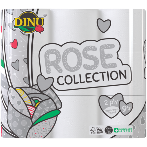 Dinu White Rose 2 Ply Toilet Rolls 9 Pack