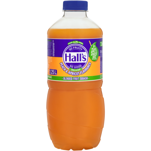 Halls Peach & Apricot Flavoured Blended Fruit Squash 1.25L 