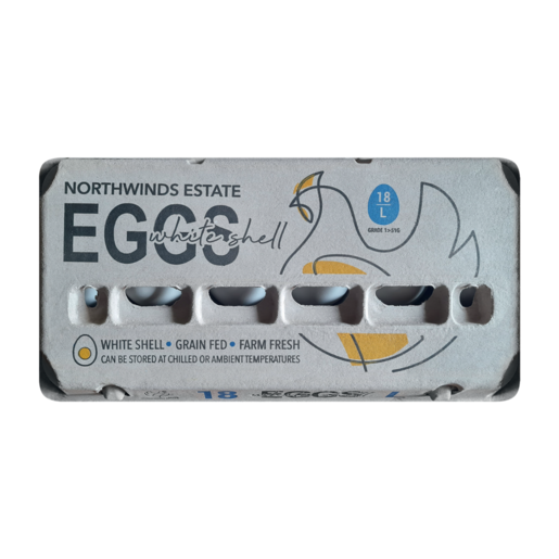 Northwinds Estate White Shell Large Eggs 18 Pack