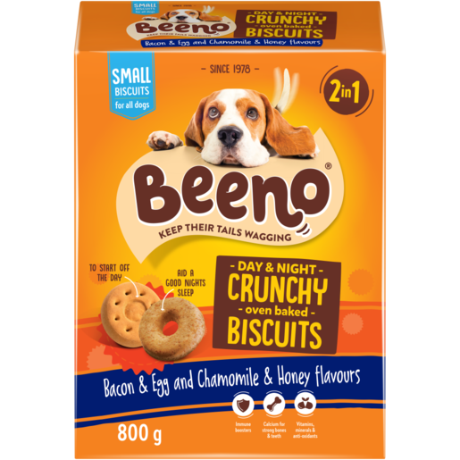 BEENO Small Bacon & Egg And Chamomile & Honey Flavour Traditonal Dog Biscuits 800g
