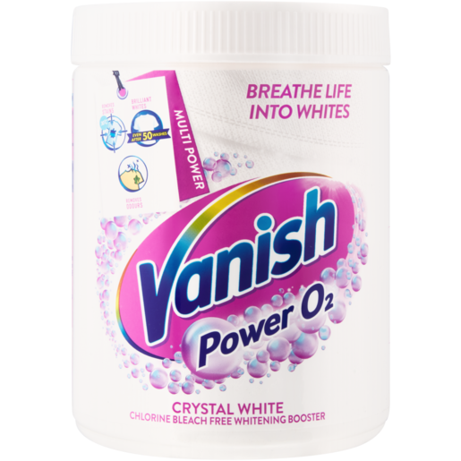 Vanish Power O2 Crystal White Powder Fabric Stain Remover For Whites Tub 800g
