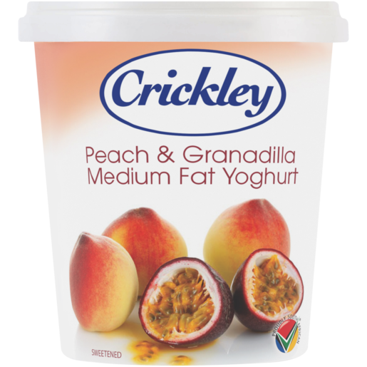 Crickley Medium Fat Peach & Granadilla Flavoured Yoghurt 1kg