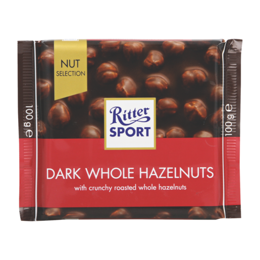 Ritter Sport Dark Whole Hazelnut Chocolate Slab 100g