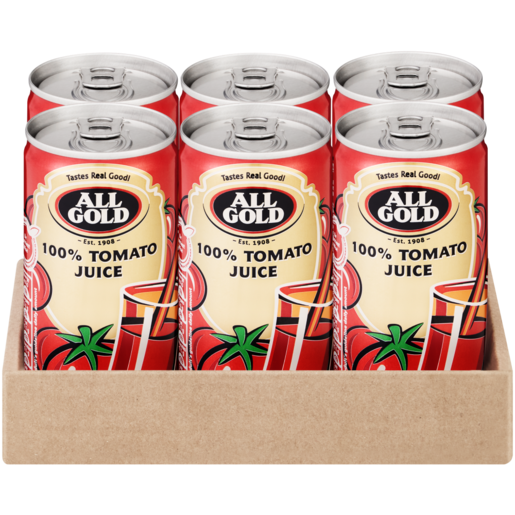 ALL GOLD 100% Tomato Juice Cans 6 x 200ml