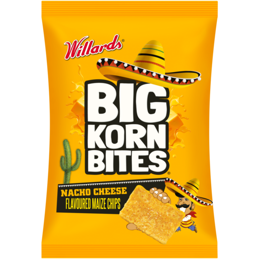 Big Korn Bites Nacho Cheese Flavoured Maize Chips 120g, Large Bag Chips, Chips, Snacks & Popcorn, Food Cupboard, Food