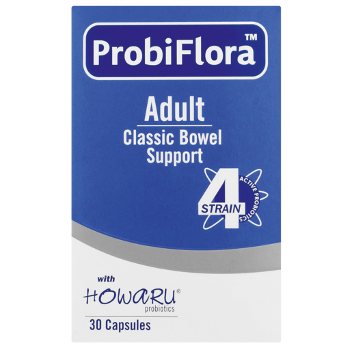 Probiflora 4 Strain Adult Classic Bowel Support With Howaru Probiotic Capsules 30 Pack