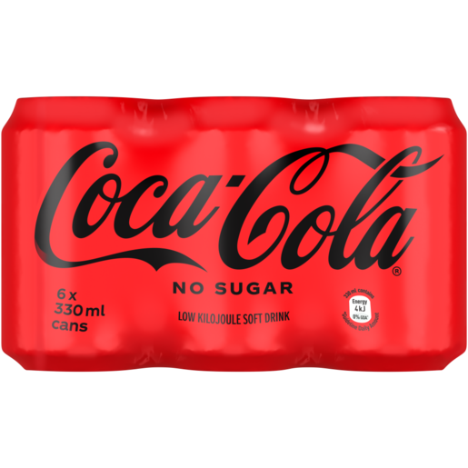 Coca-Cola No Sugar Soft Drink Cans 6 x 330ml