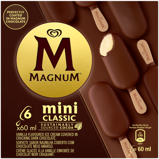 MAGNUM Classic Mini Ice Cream 6 x 60ml | Ice Cream Sticks | Frozen ...
