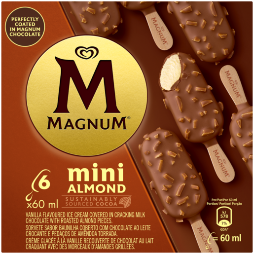 MAGNUM Almond Mini Ice Cream 6 x 60ml 