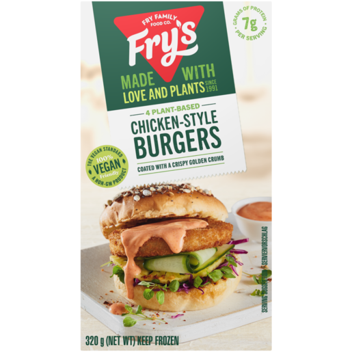 Fry's Frozen Meat Free Chicken-Style Vegetable Burgers 320g