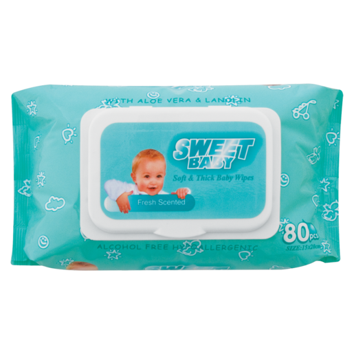 Sweet Baby Fresh Scented Baby Wipes With Lid 80 Pack