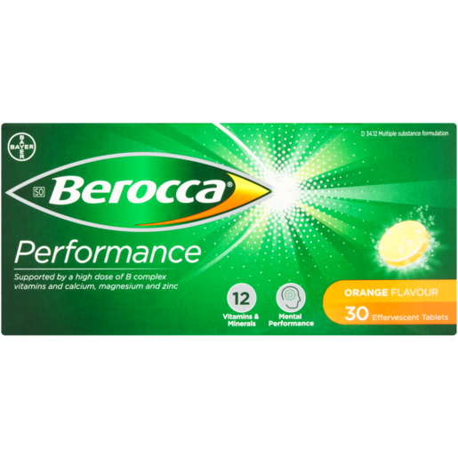 Berocca Orange Flavoured Performance Effervescent Tablets 30 Pack