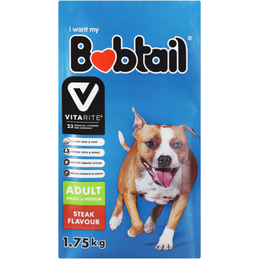 Bobtail Steak Flavoured Small Adult Dog Food 1.75kg
