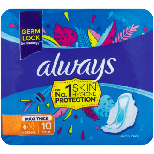 Always Normal Maxi Thick Sanitary Pads with Wings 10 Pack
