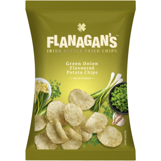 Flanagan's Moreish Irish Gaelic Green Onion Flavoured Kettle Fried Chips 120g