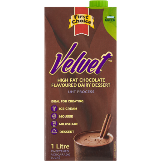 First Choice Velvet Chocolate Flavoured Dairy Dessert 1L