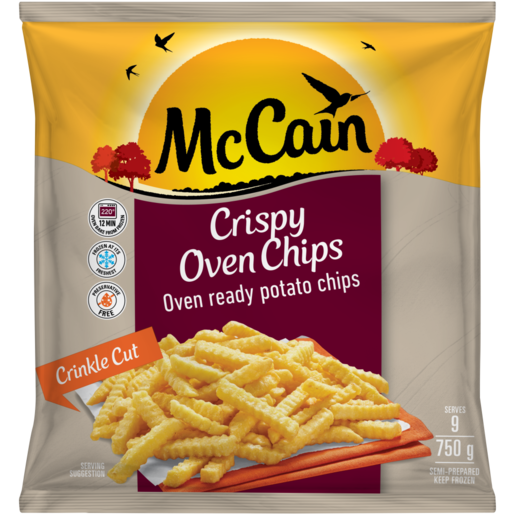 McCain Frozen Crispy Crinkle Cut Oven Potato Chips 750g